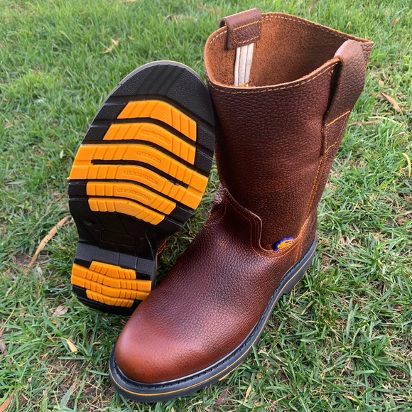 Men's Best Work Boots Pull On Leather Bota Trabajo oil Water Resistant strong